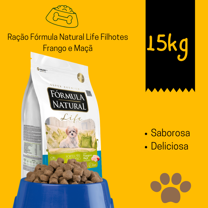 ração fórmula natural life filhotes frango e maçã mb 1