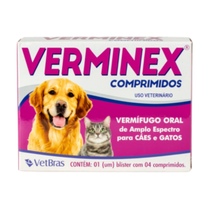 vermífugo verminex vetbras para cães e gatos – blister com 4 comprimidos