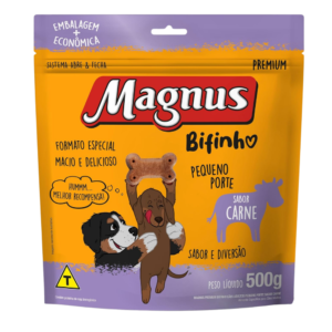 petisco bifinho magnus premium sabor carne para cães de pequeno porte – embalagem econômica 500g