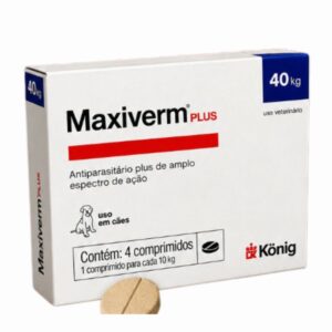 vermífugo maxiverm plus könig 40kg para cães – 4 comprimidos